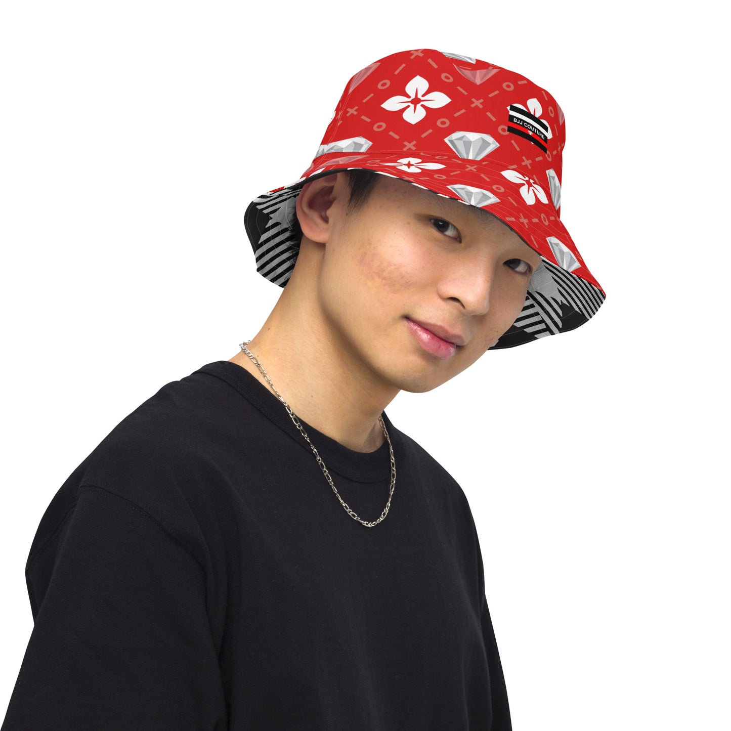 BJJ Couture Reversible bucket hat - seamless red diamond X tartan black & tan