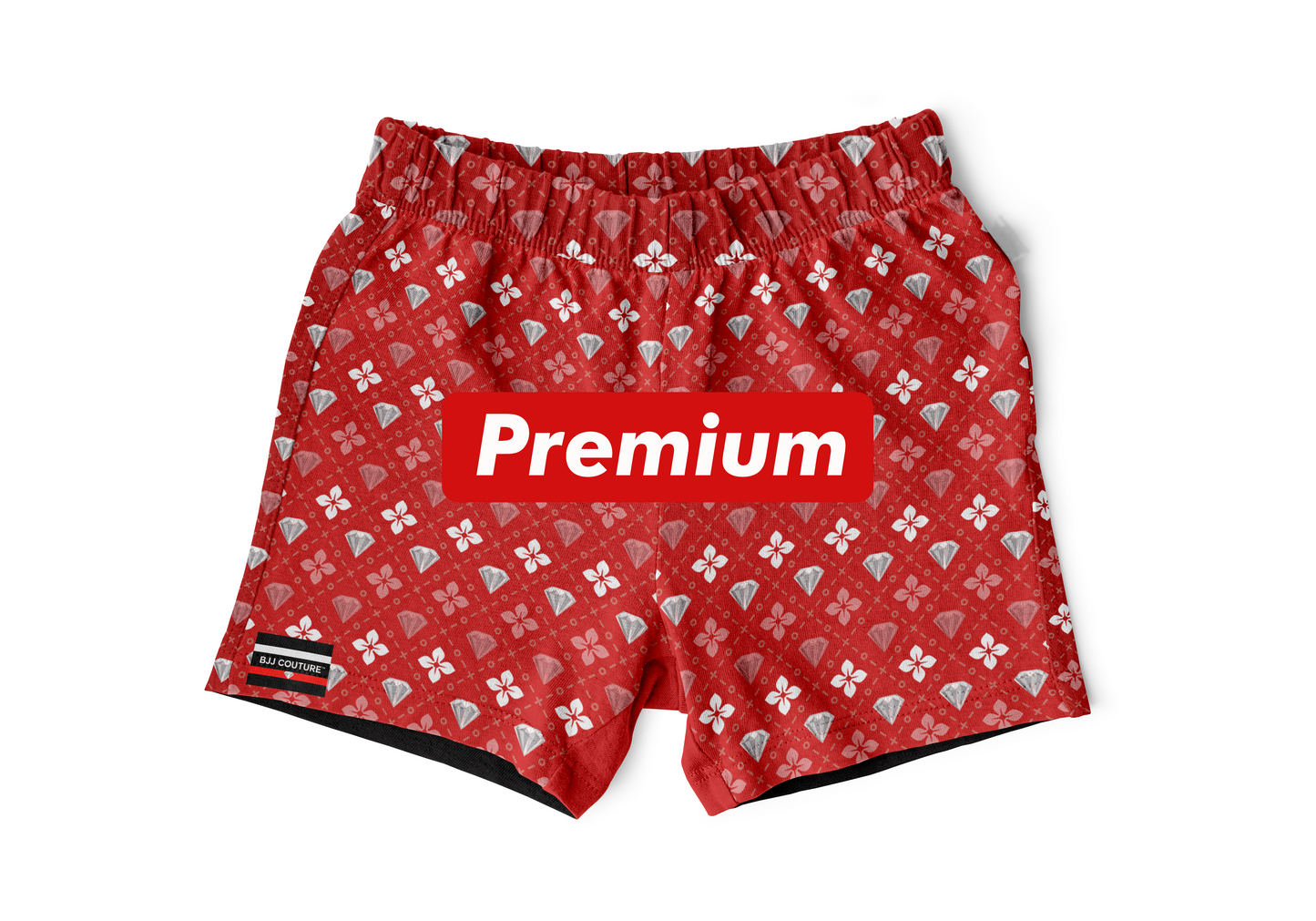 BJJ Couture Red Seamless Diamond Grappling Shorts