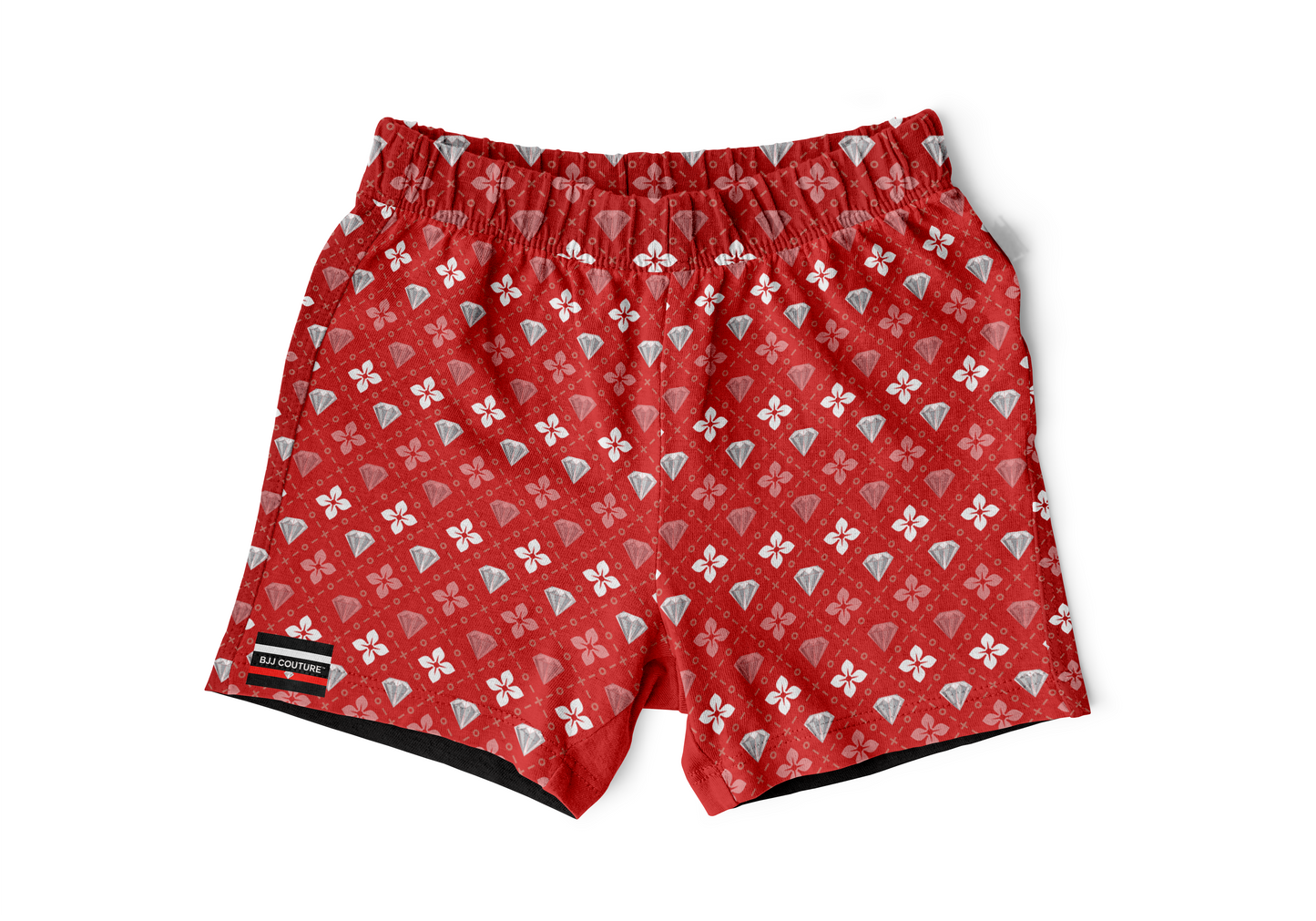 BJJ Couture Red Seamless Diamond Grappling Shorts
