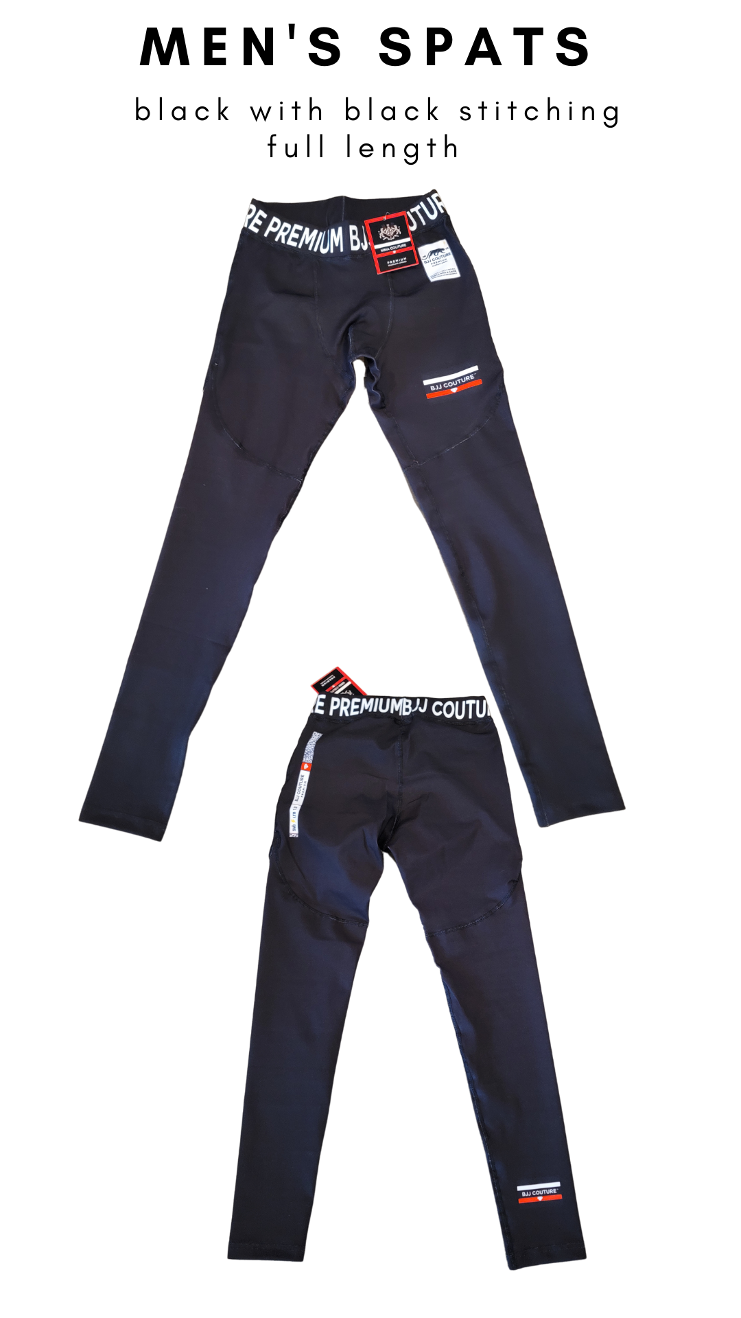 Men's Black Compression Grappling Spats - Long