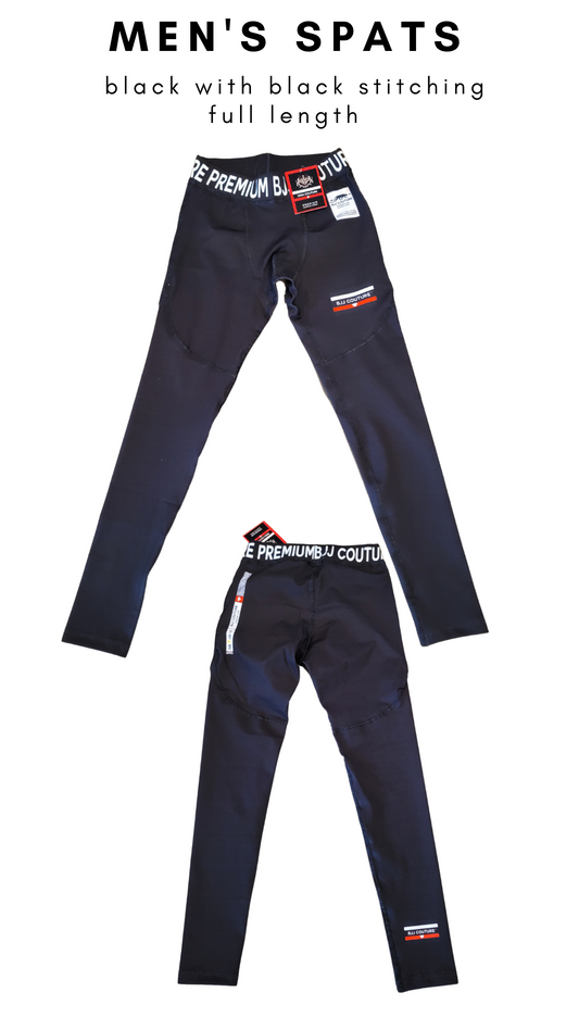 Men's Black Compression Grappling Spats - Long