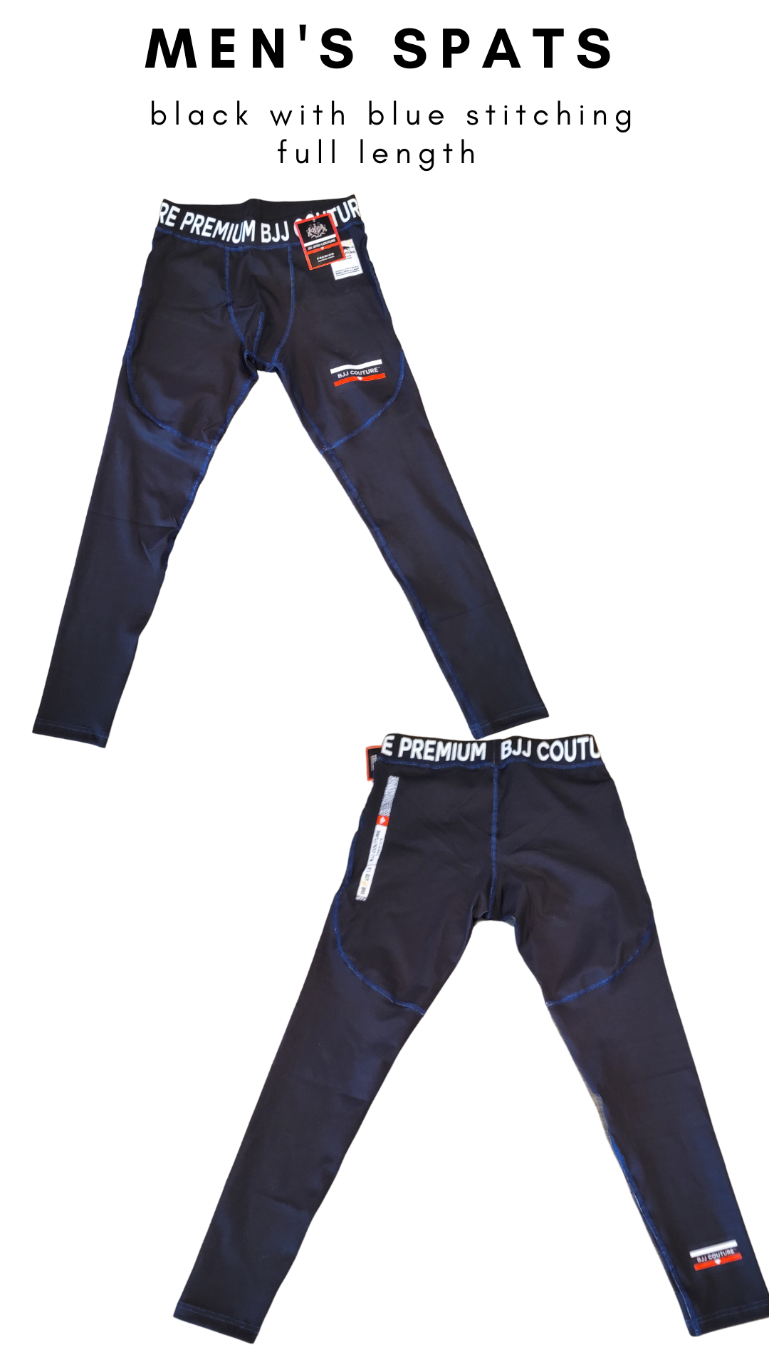 Men's Black Compression Grappling Spats - Long