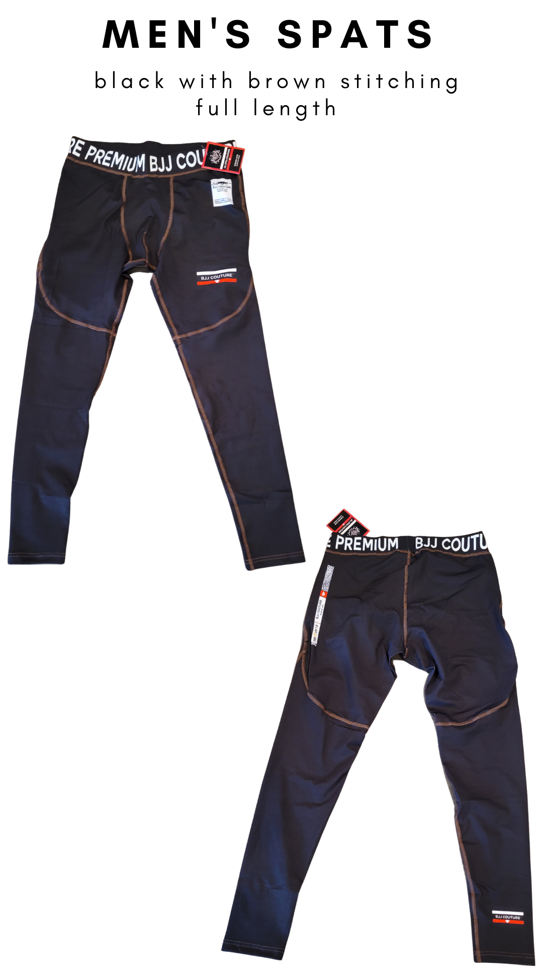 Men's Black Compression Grappling Spats - Long