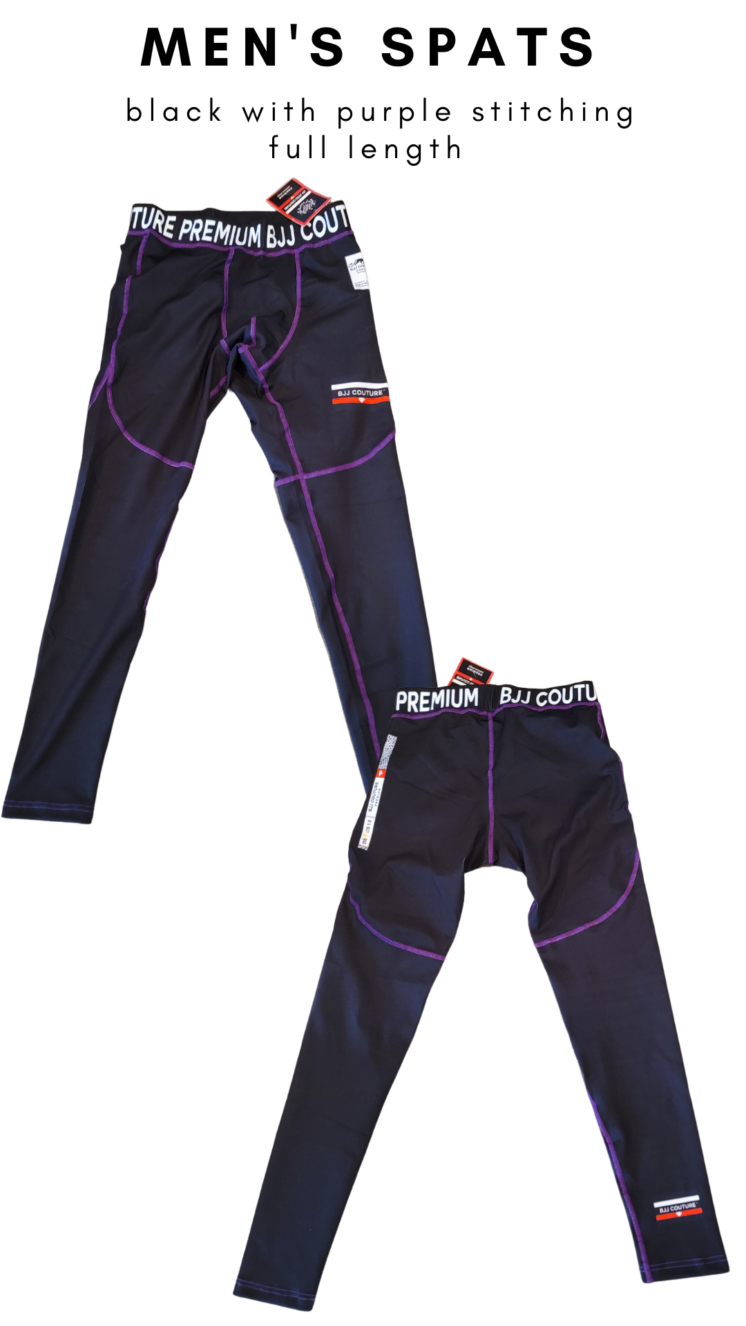 Men's Black Compression Grappling Spats - Long