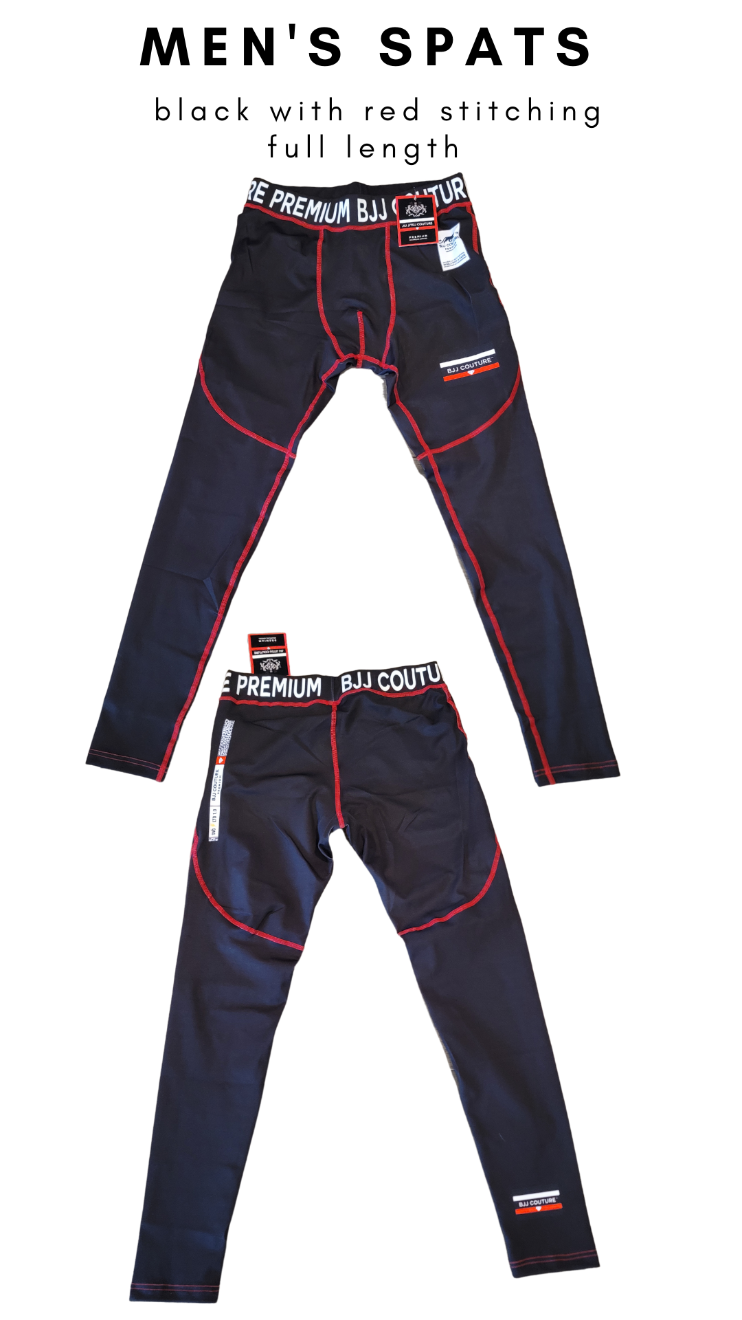 Men's Black Compression Grappling Spats - Long