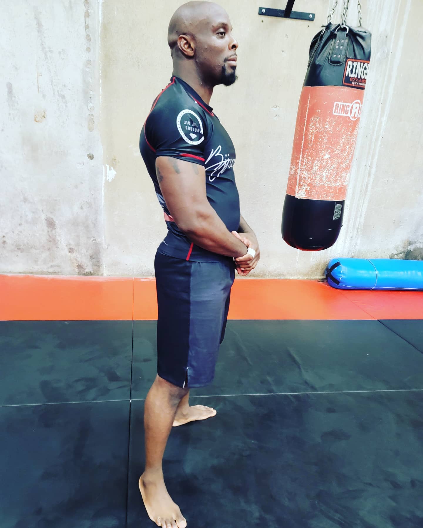 BJJ Couture Essentials Black Rashguard with Red Stitching