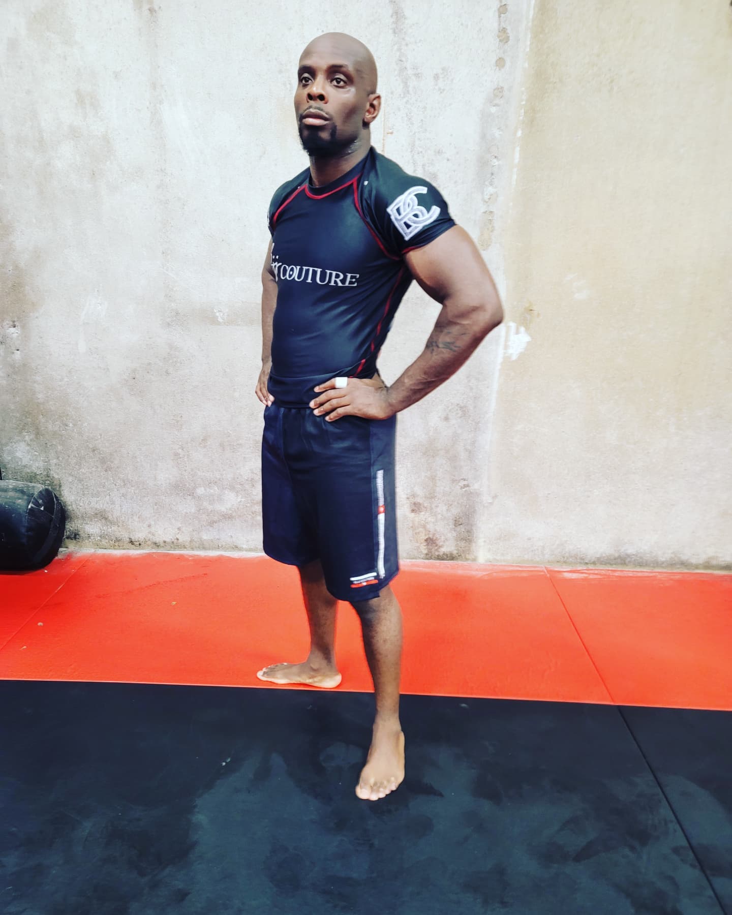 BJJ Couture Essentials Black Rashguard with Red Stitching