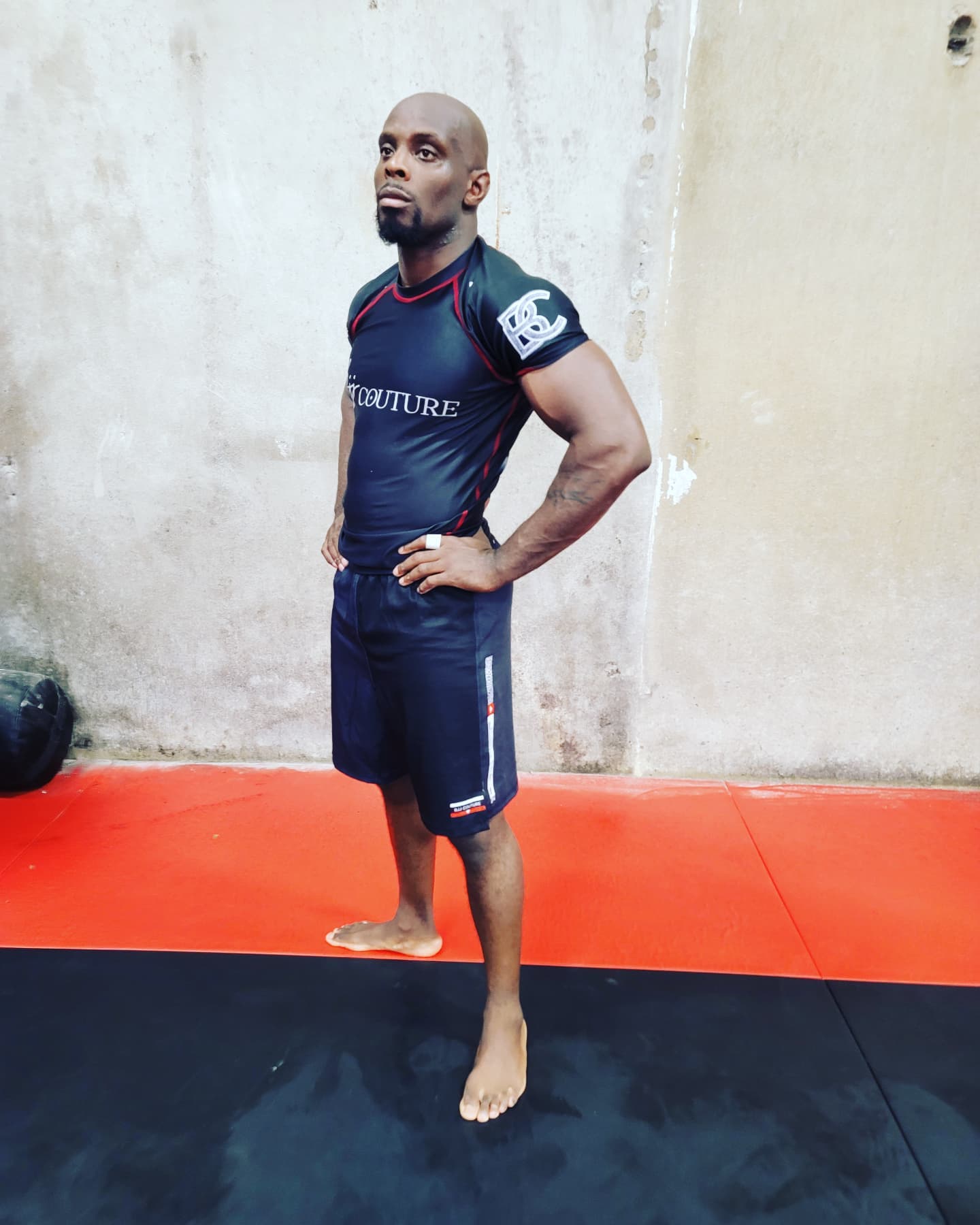 BJJ Couture Essentials Black Rashguard with Red Stitching