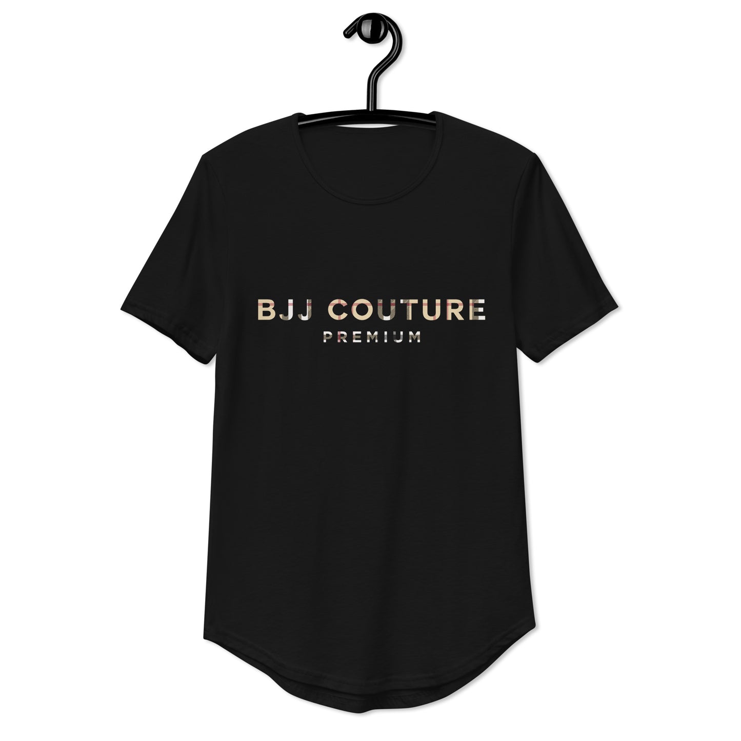 BJJ Couture Tartan Unixex Black & Tan Premium Curved Hem T-Shirt