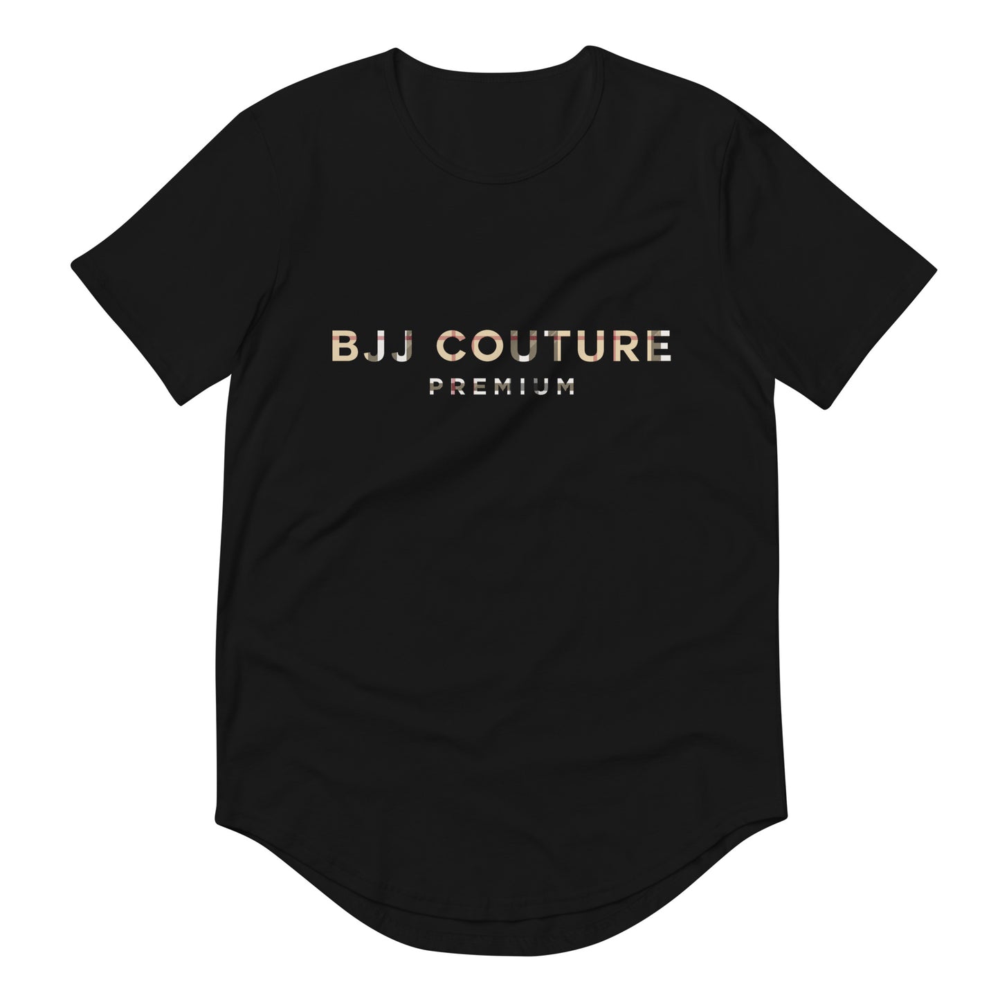 BJJ Couture Tartan Unixex Black & Tan Premium Curved Hem T-Shirt