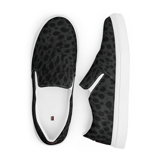 BJJ Couture Black Leopard Men’s slip-on canvas shoes