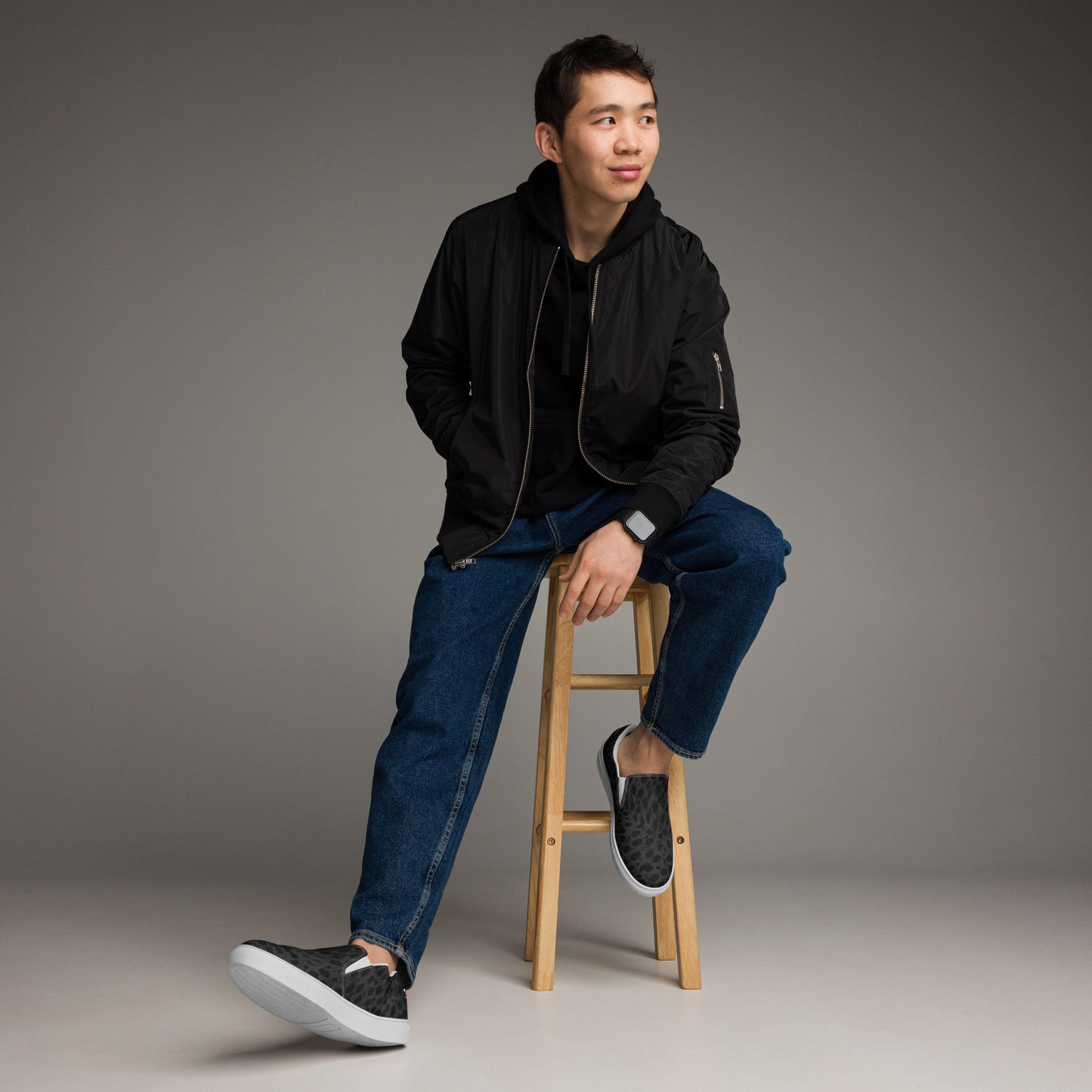 BJJ Couture Black Leopard Men’s slip-on canvas shoes