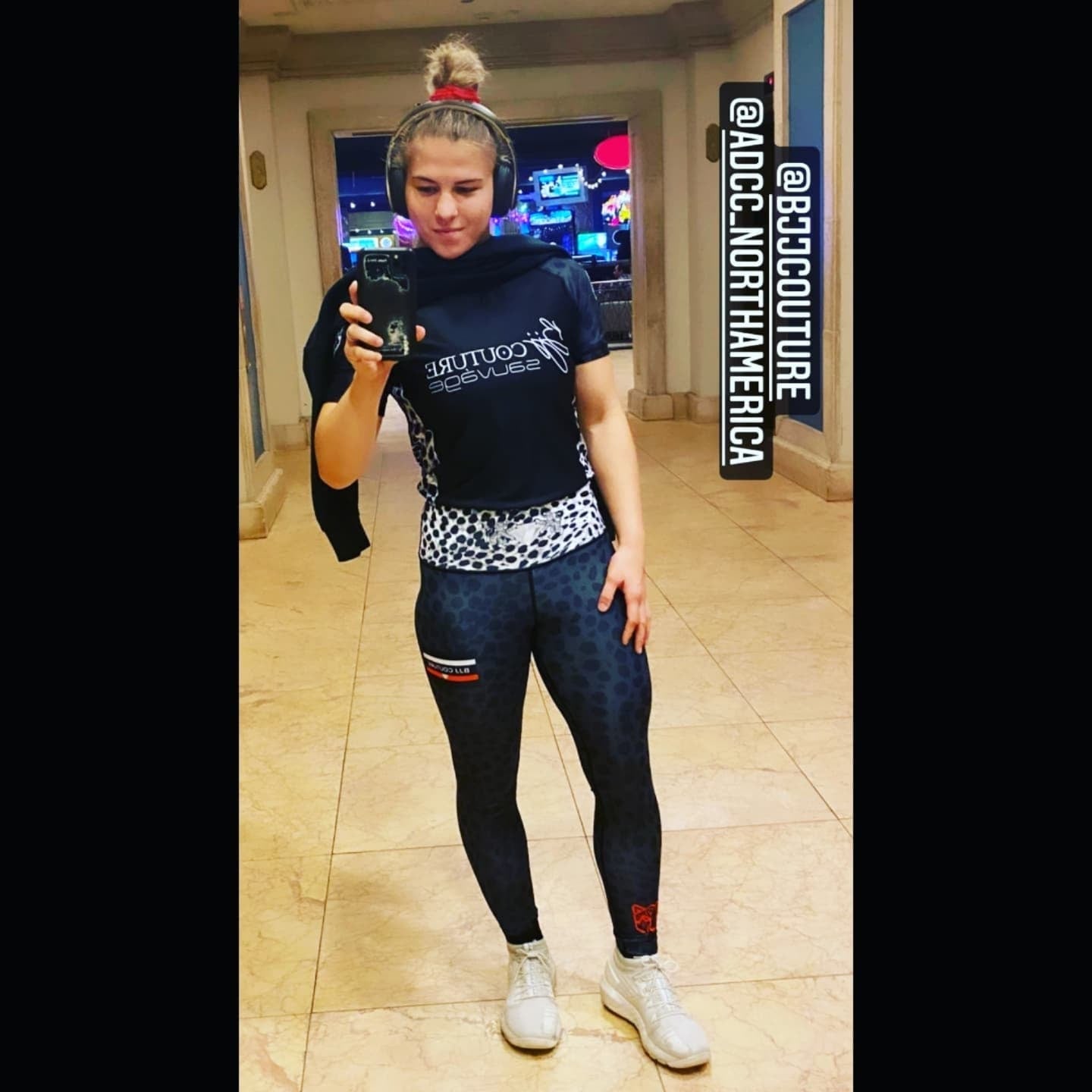 BJJ Couture Leopard Print Spats Grey & Black