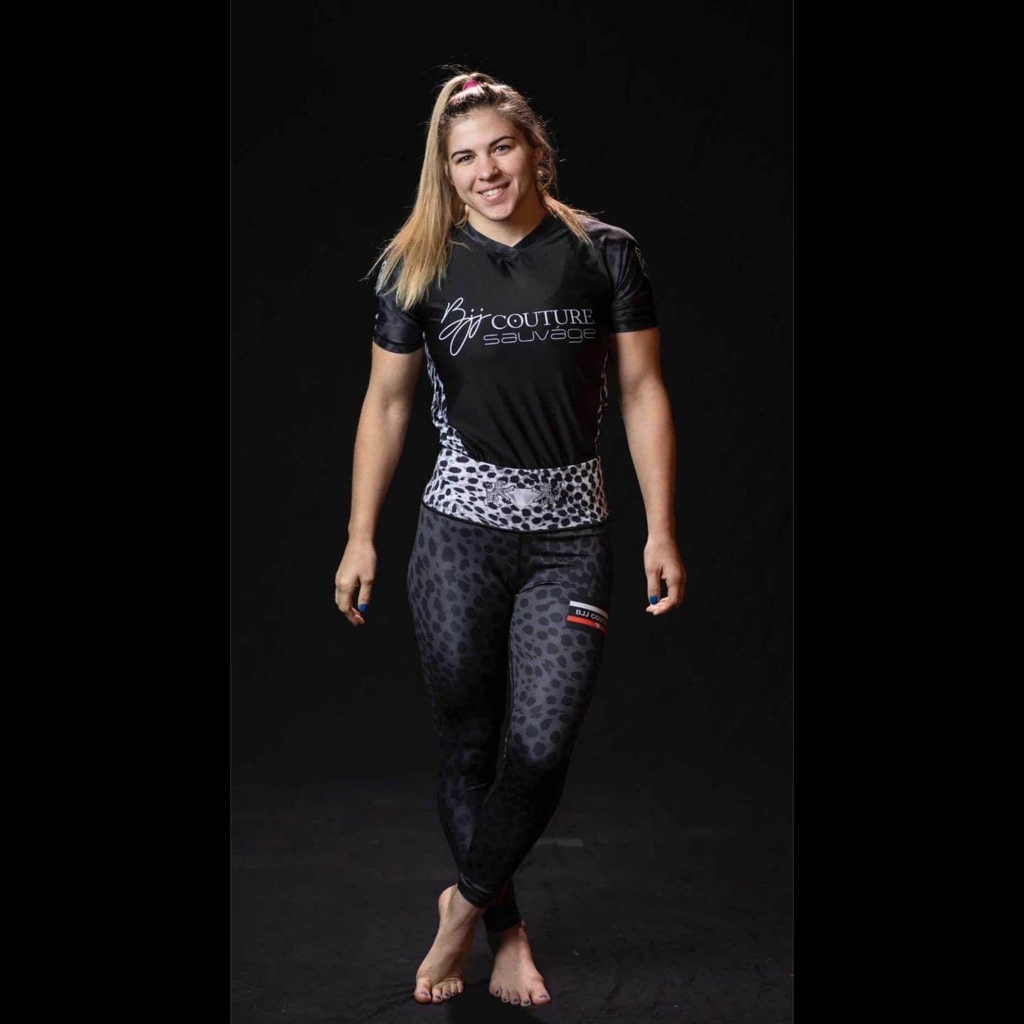 BJJ Couture Leopard Print Spats Grey & Black
