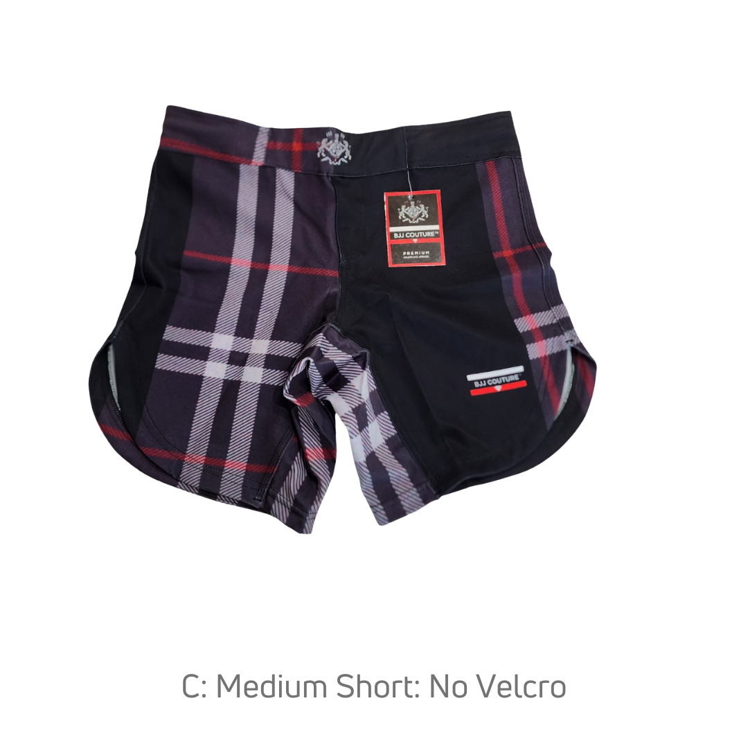 BJJ Couture Tartan Black and Red Grappling Shorts