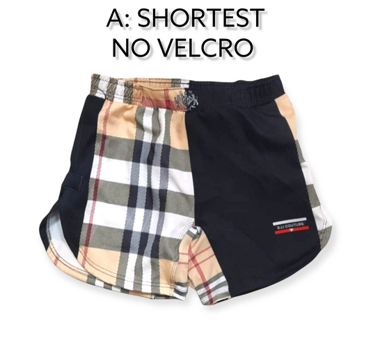 BJJ Couture Tartan Black and Tan Grappling Shorts