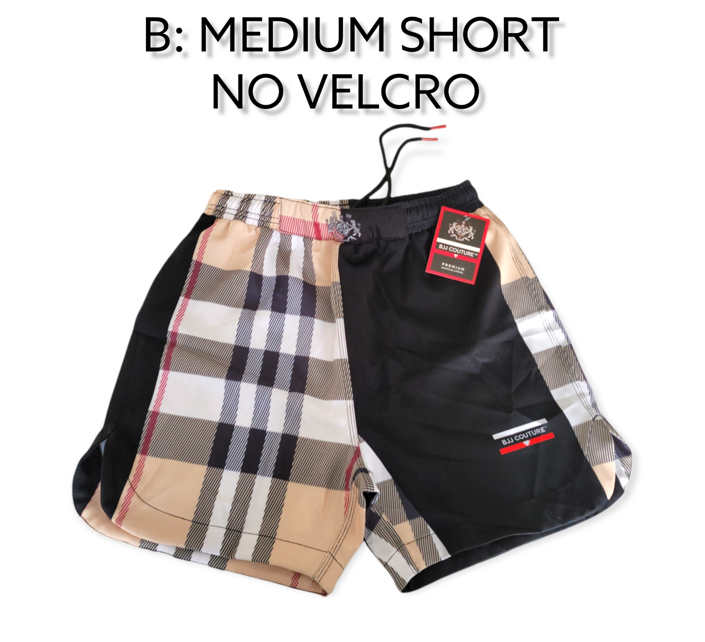 BJJ Couture Tartan Black and Tan Grappling Shorts