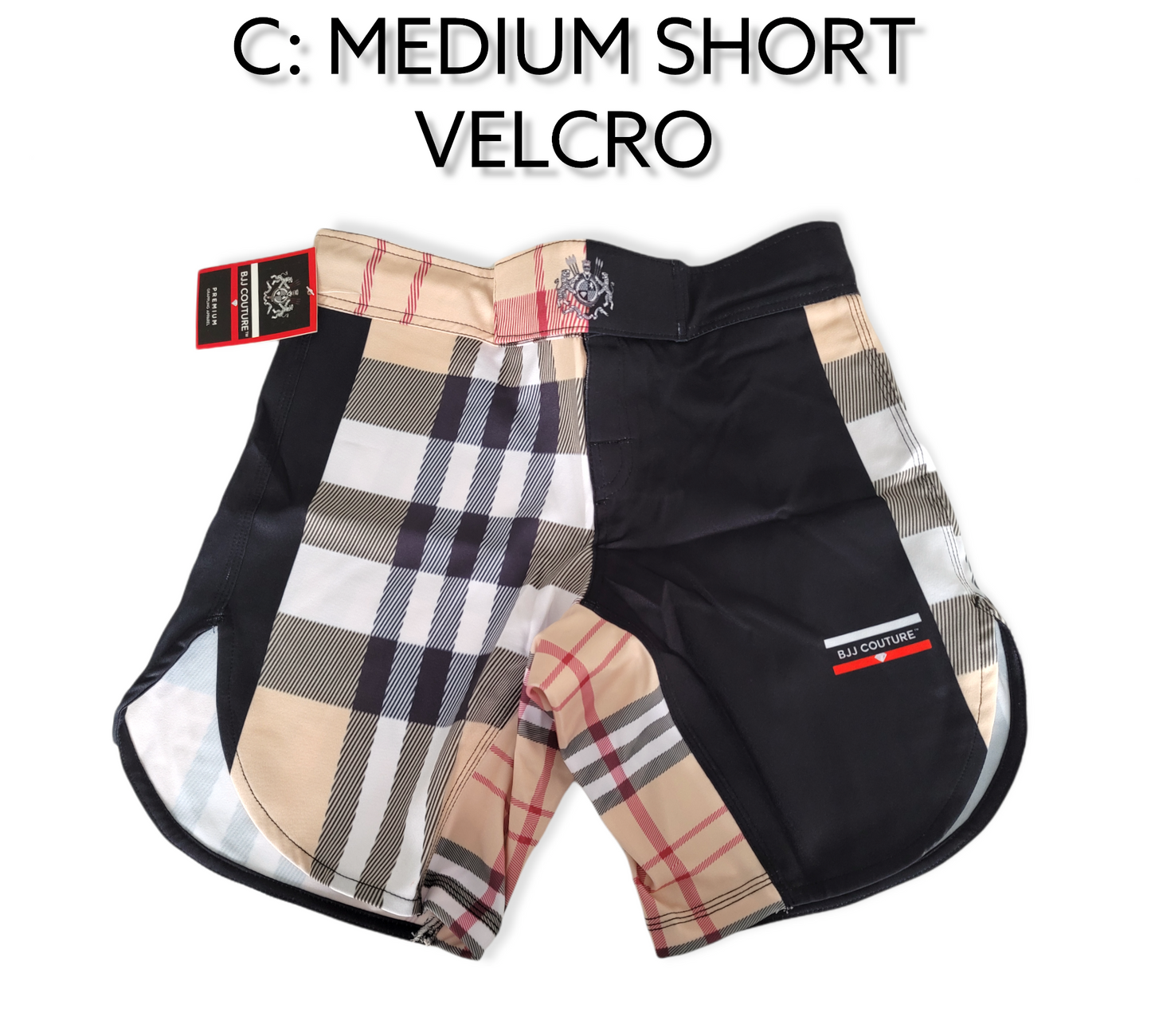 BJJ Couture Tartan Black and Tan Grappling Shorts