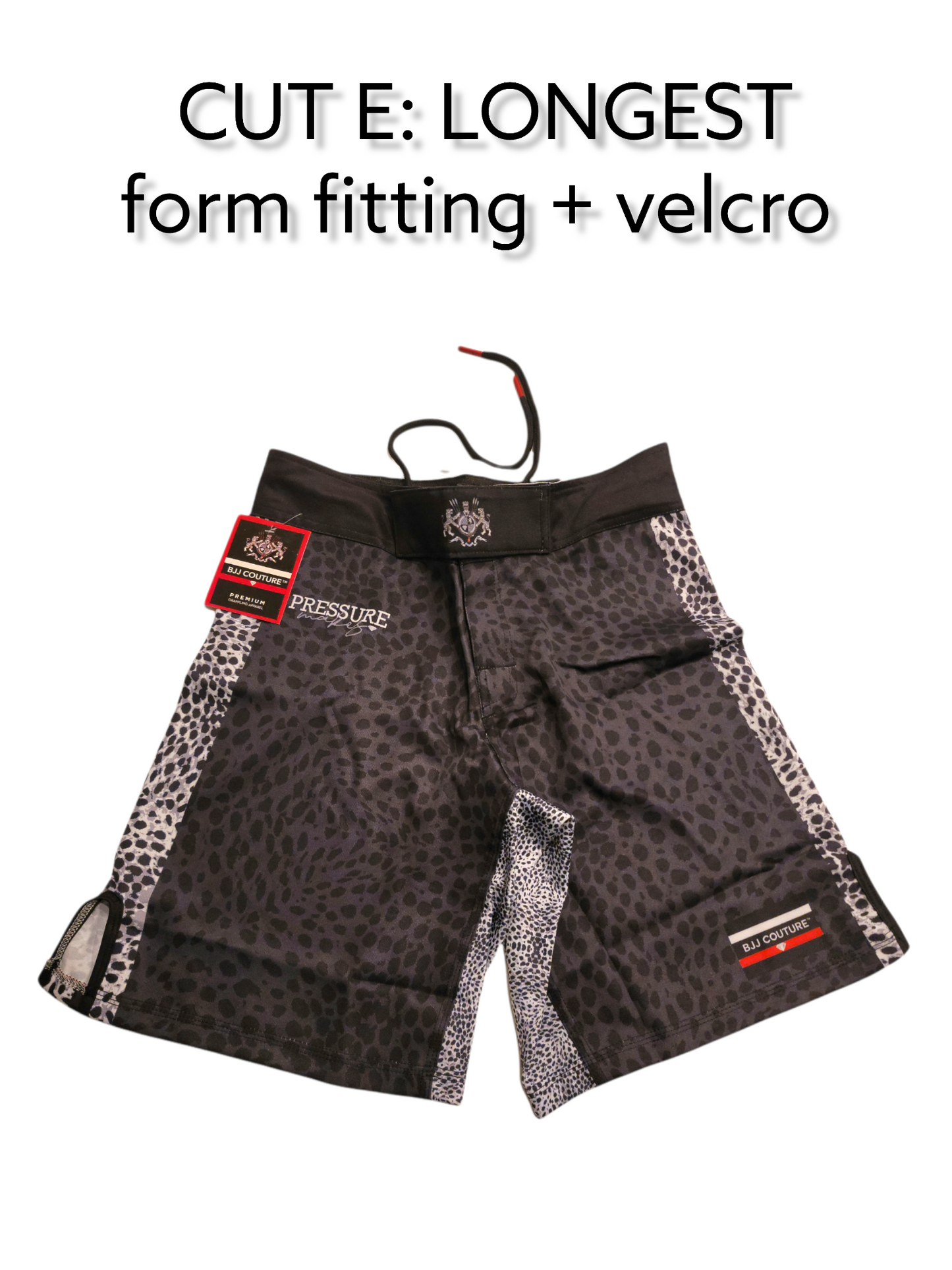 BJJ Couture Leopard Print v1 Black & Grey Grappling Shorts