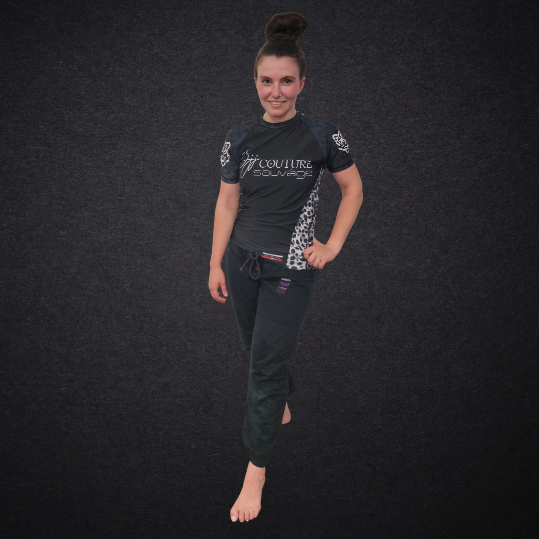 BJJ Couture Leopard Print Black & Grey Rashguard