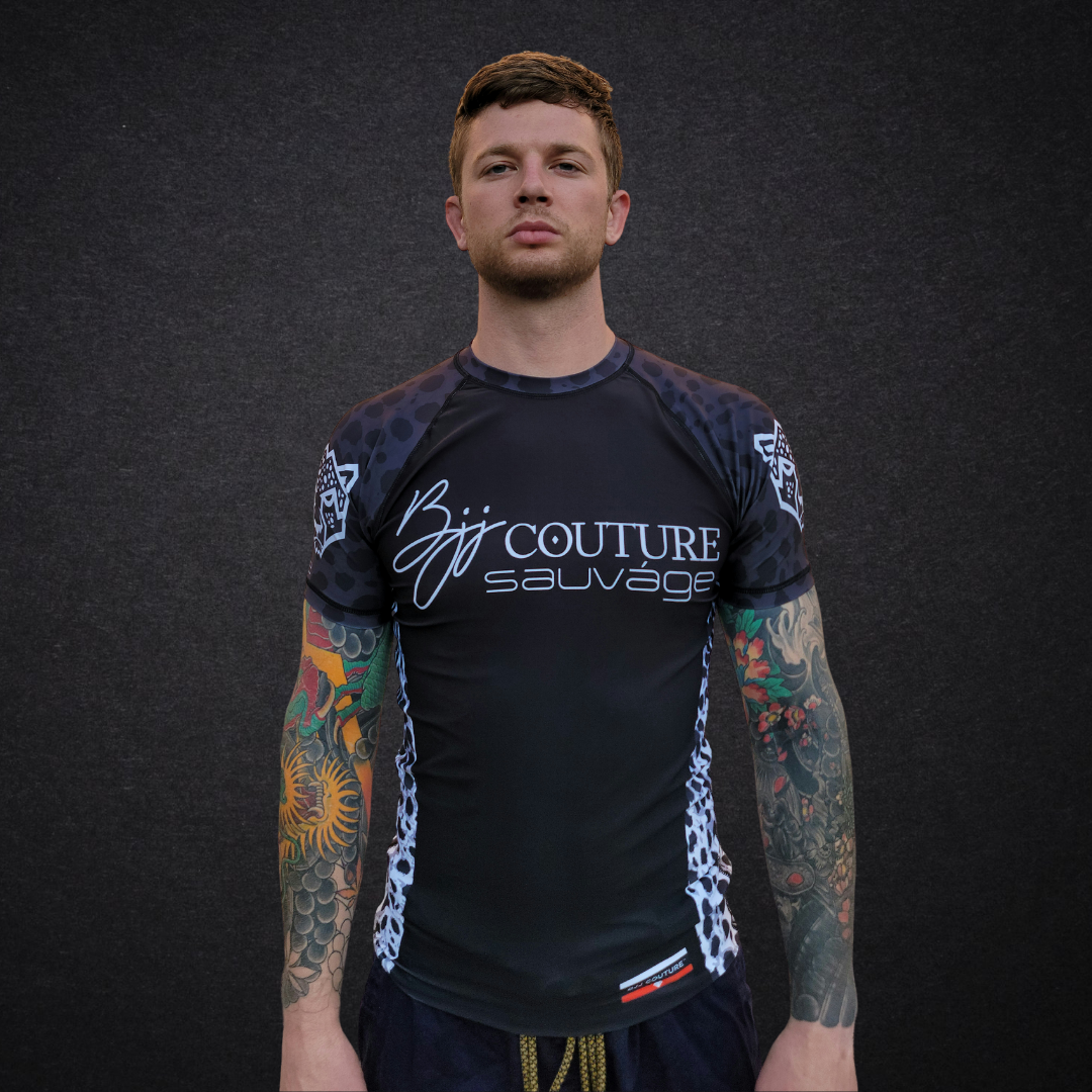 BJJ Couture Leopard Print Black & Grey Rashguard