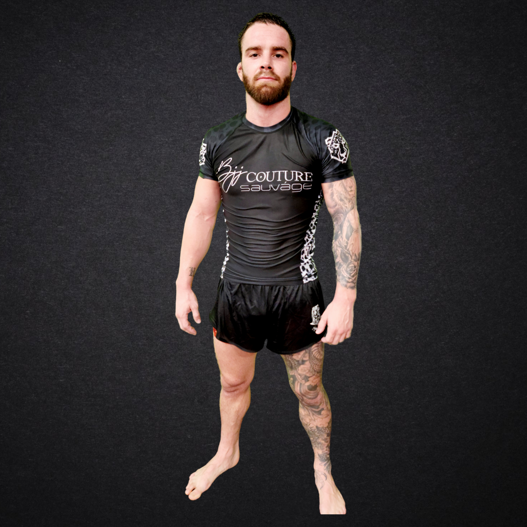 BJJ Couture Leopard Print Black & Grey Rashguard