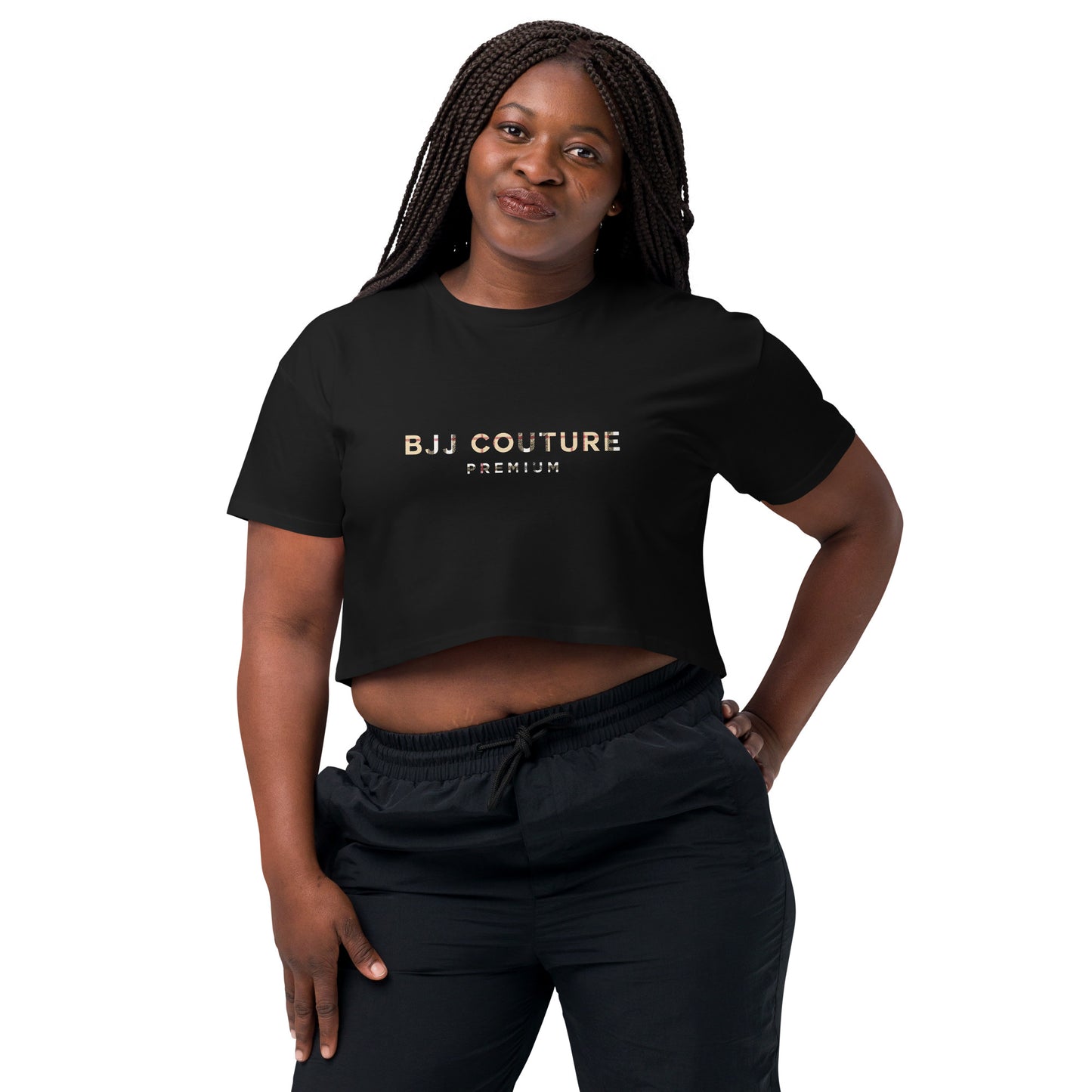 BJJ Couture Premium Tartan Black & Tan Women’s crop top