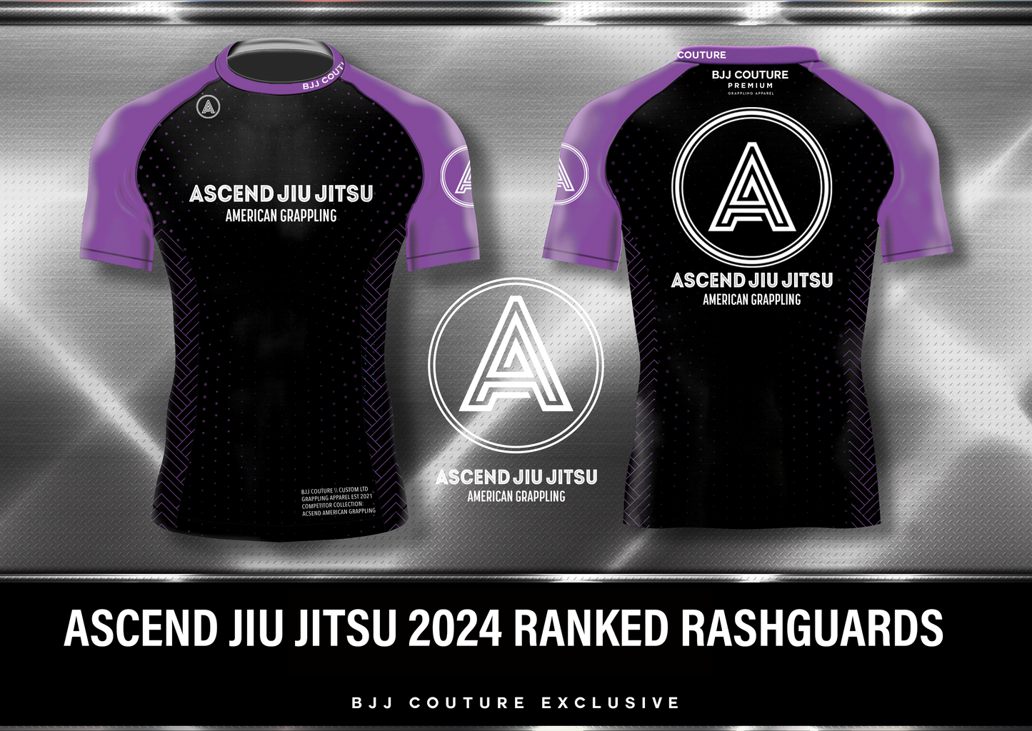 Ascend Jiu Jitsu Ranked Rashguard - Purple and Black