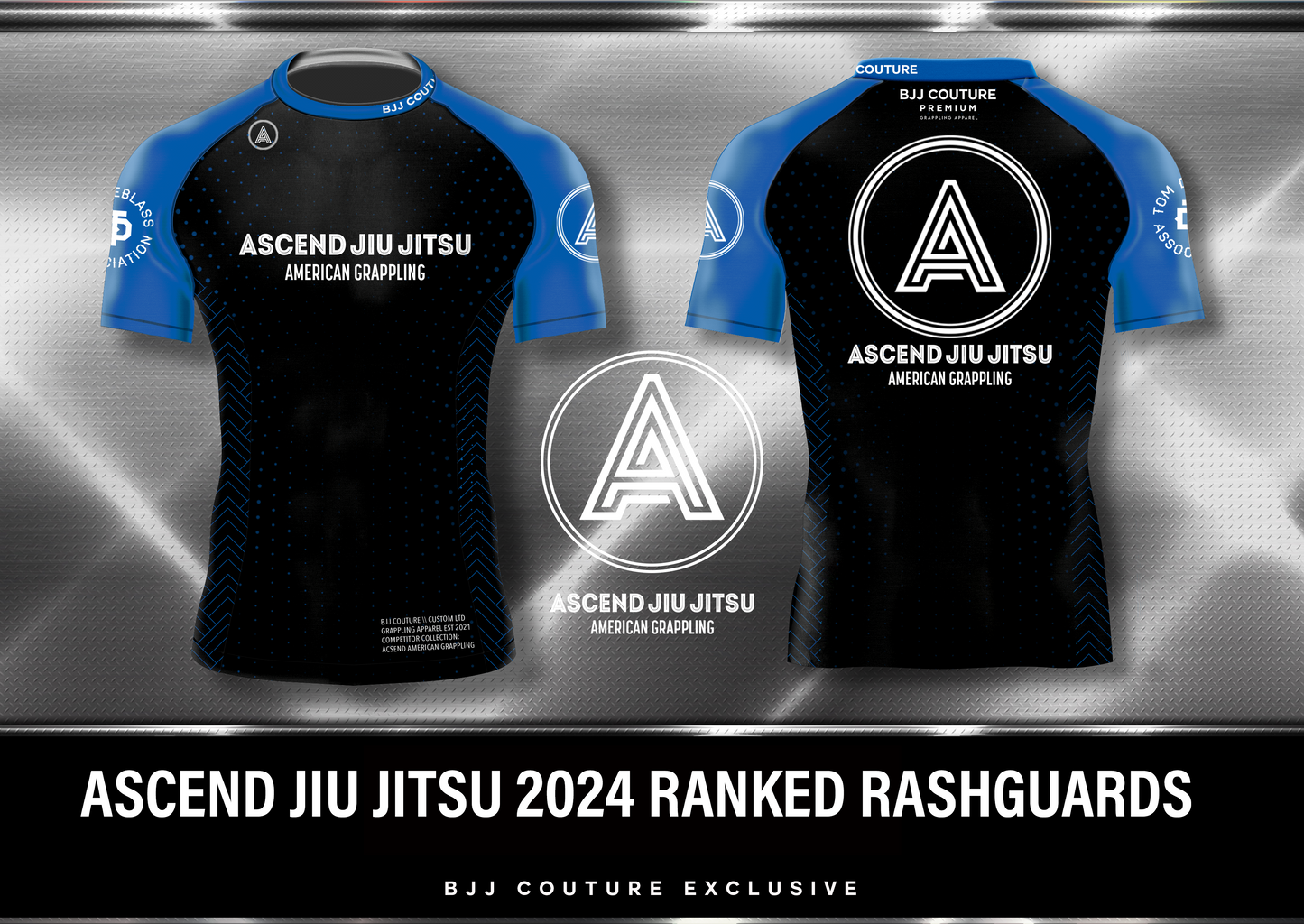 Pre-Order: Ascend Jiu Jitsu Ranked Rashguard - Blue and Black
