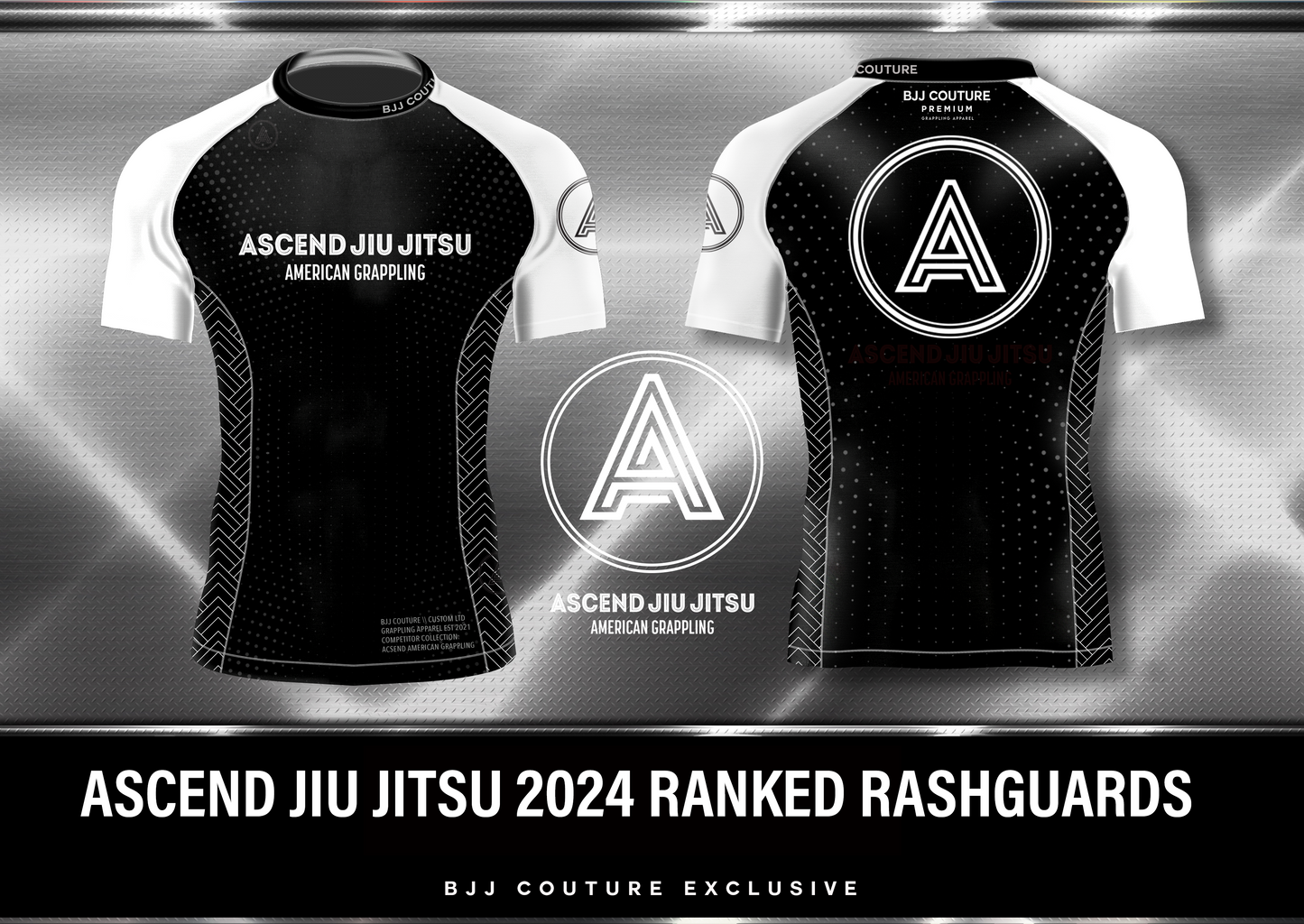 Ascend Jiu Jitsu Ranked Rashguard - White and Black