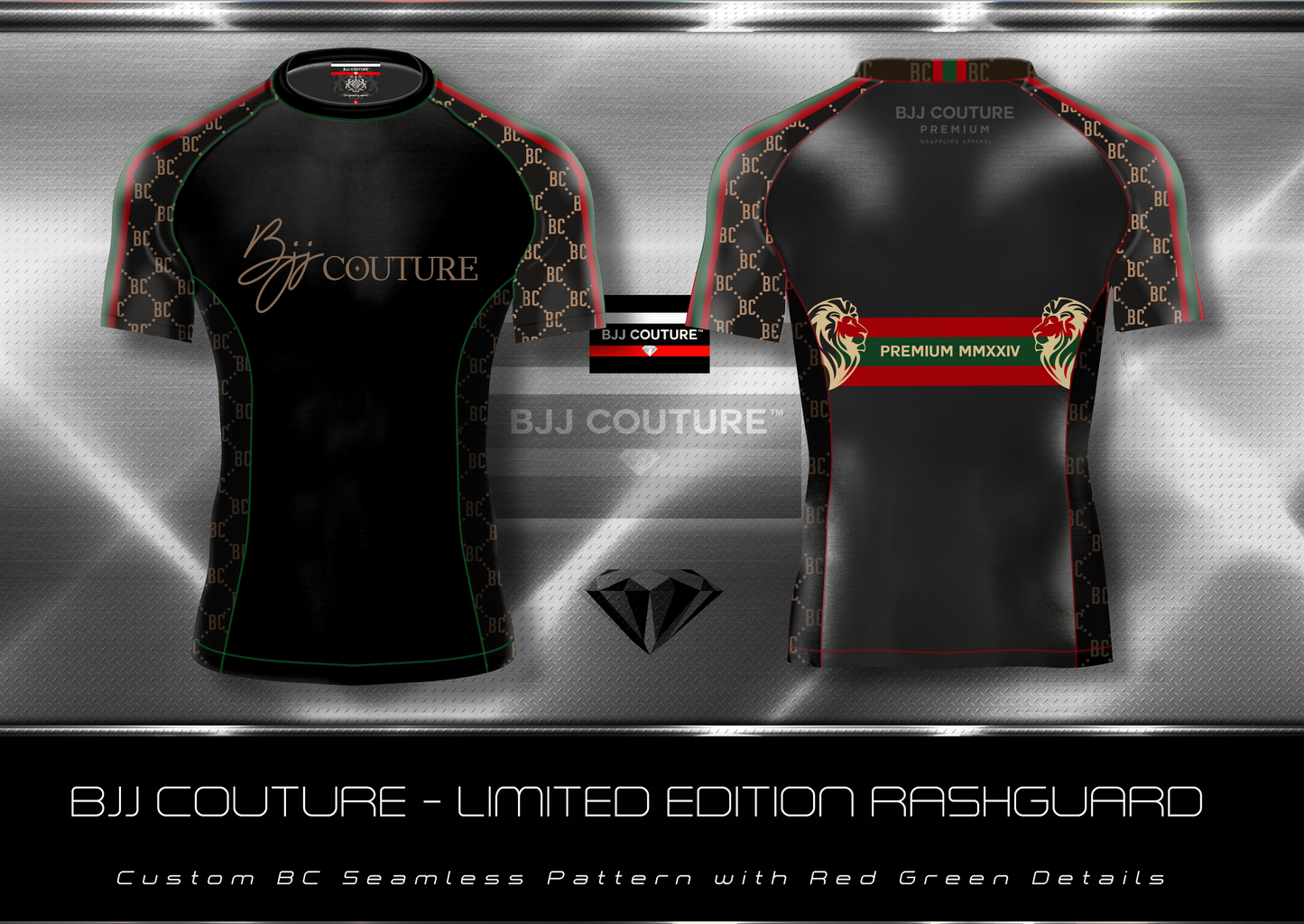 PRE-ORDER: BJJ Couture Black Rashguard with Gold and Contrast Details