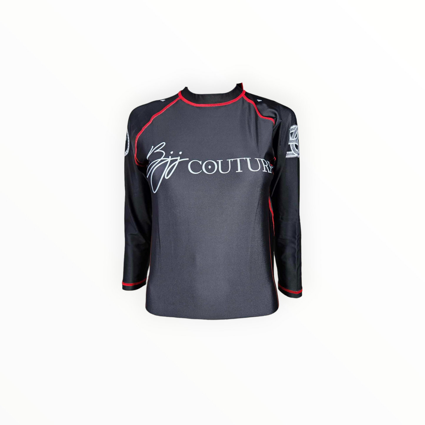 BJJ Couture Essentials Black Rashguard with Red Stitching