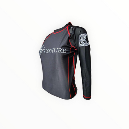 BJJ Couture Essentials Black Rashguard with Red Stitching