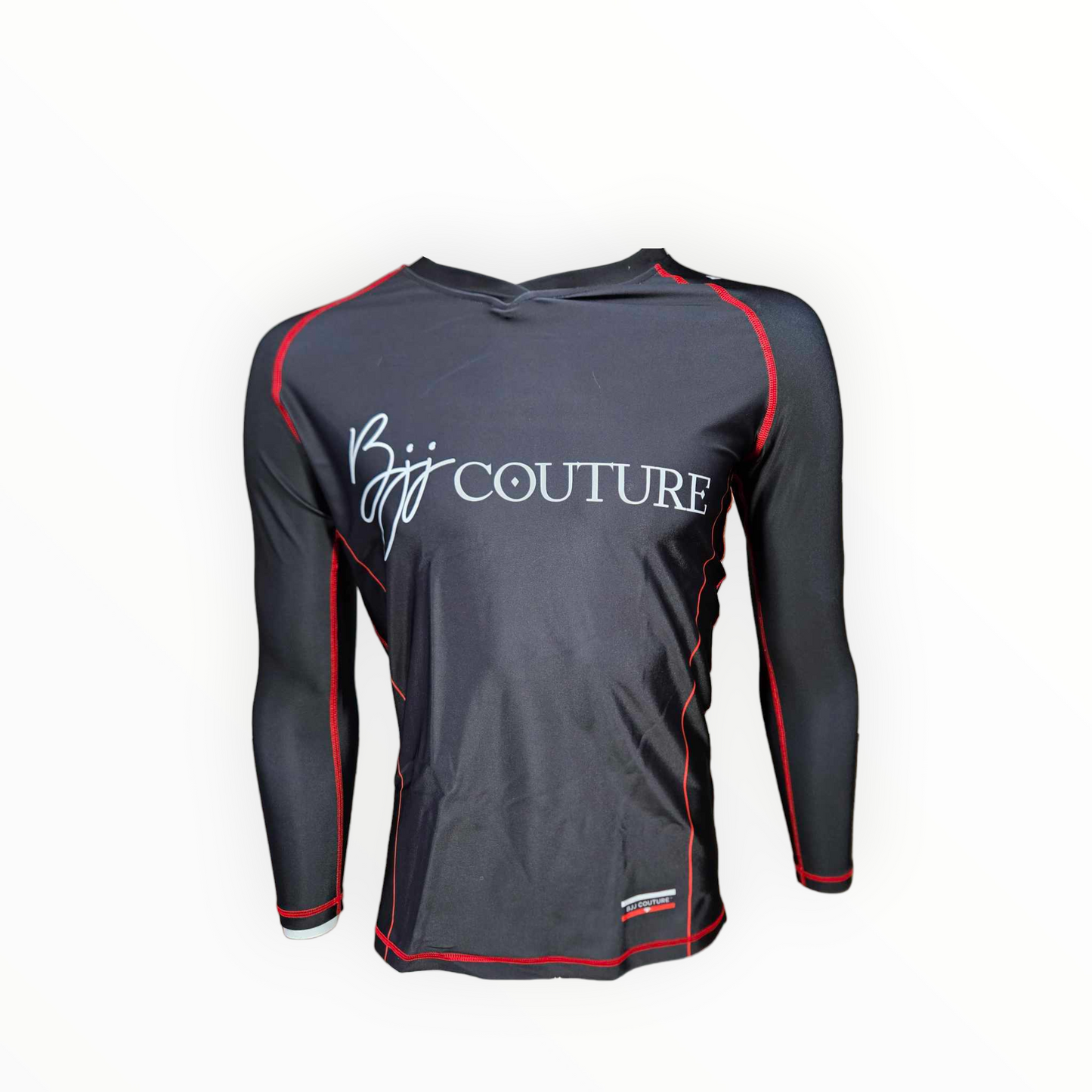 BJJ Couture Essentials Black Rashguard with Red Stitching