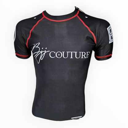 BJJ Couture Essentials Black Rashguard with Red Stitching