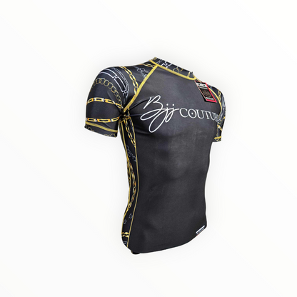 BJJ Couture Black and Gold Chains Rashguard