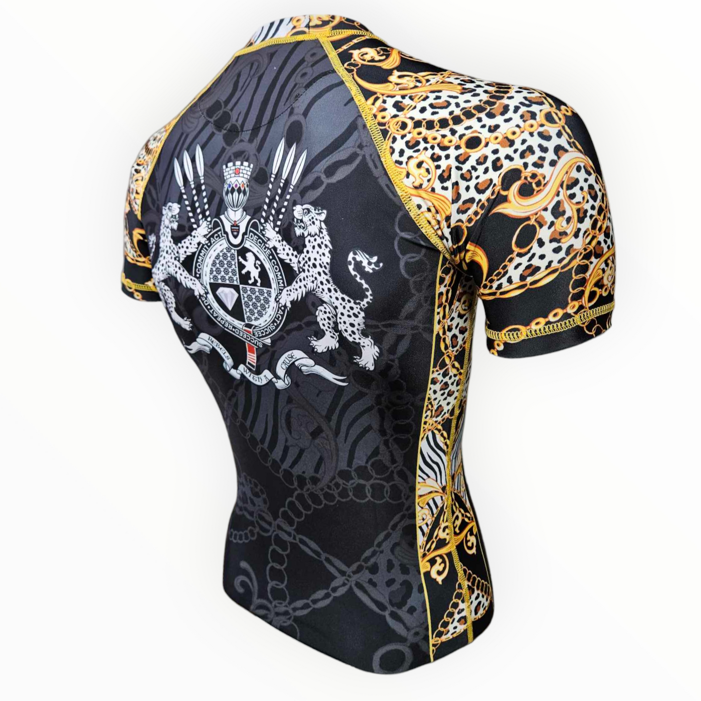 BJJ Couture Black and Gold Leopard Chains Rashguard