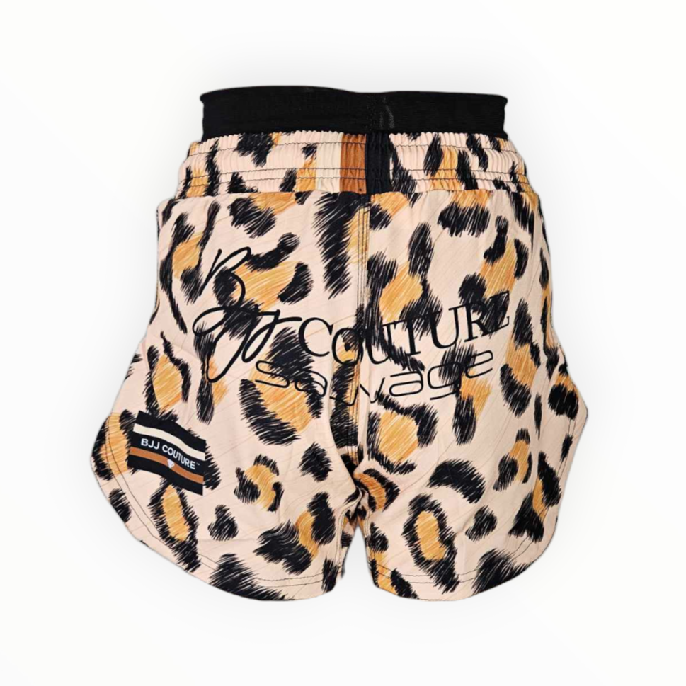 BJJ Couture Leopard Print Black & Brown Grappling Shorts