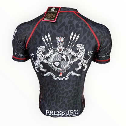 BJJ Couture Leopard Print Black & Red Rashguard