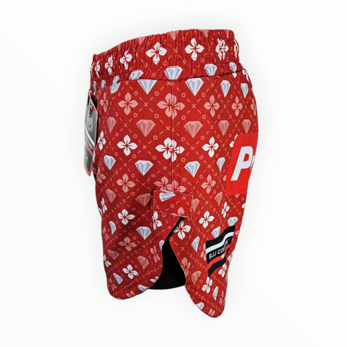 BJJ Couture Red Seamless Diamond Grappling Shorts