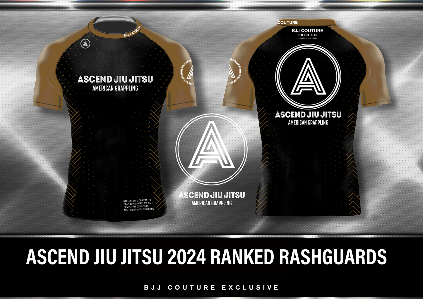 Ascend Jiu Jitsu Ranked Rashguard - Brown and Black