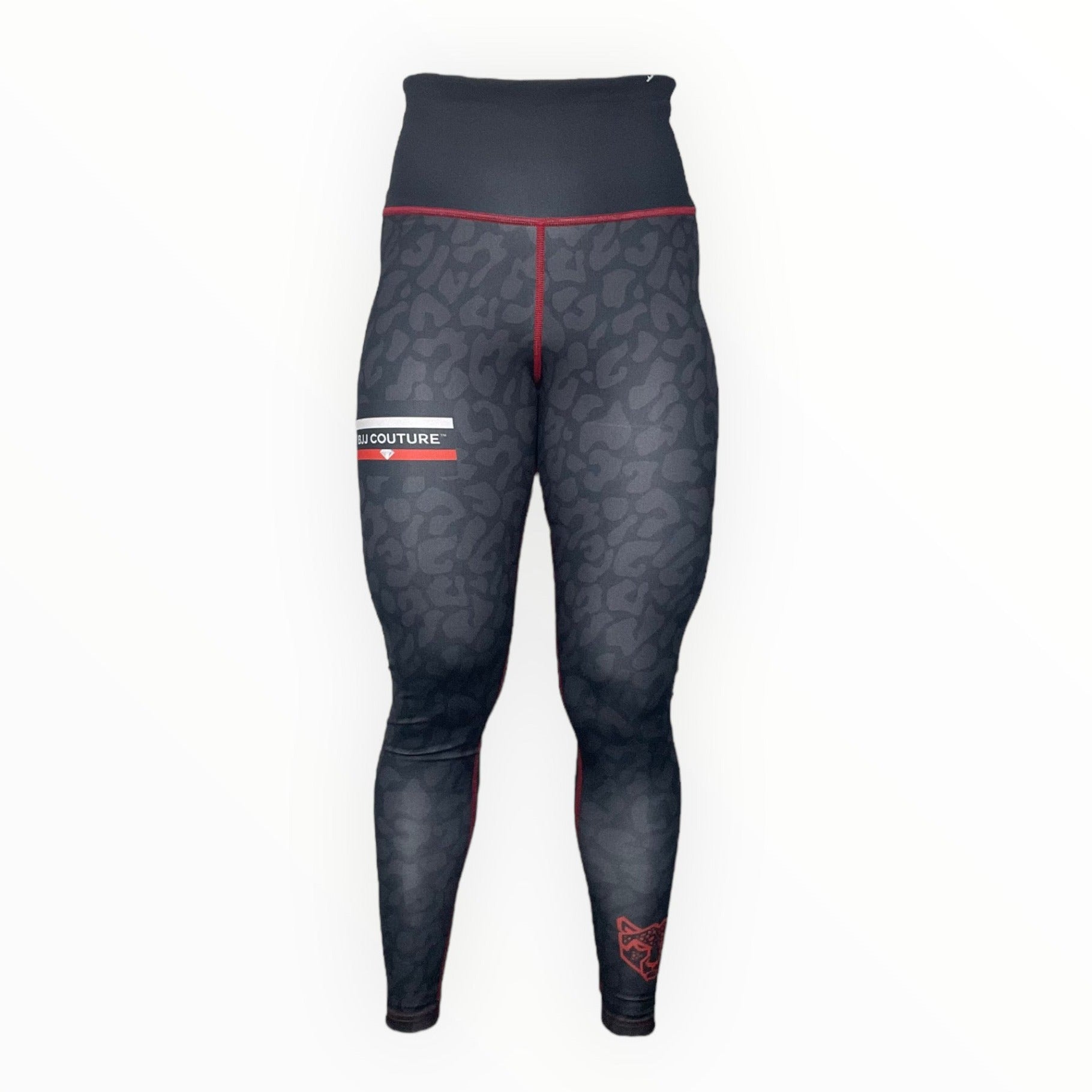 BJJ Couture Leopard Print Spats Black & Red
