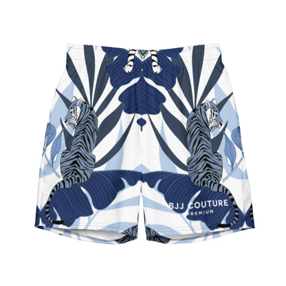 BJJ Couture Premium Aqua Tiger Jungle Print Men's swim trunks