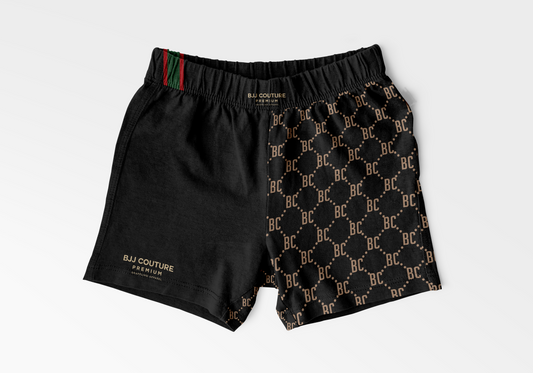 PRE-ORDER: BJJ Couture Black Grappling Shorts with Gold and Contrast Details