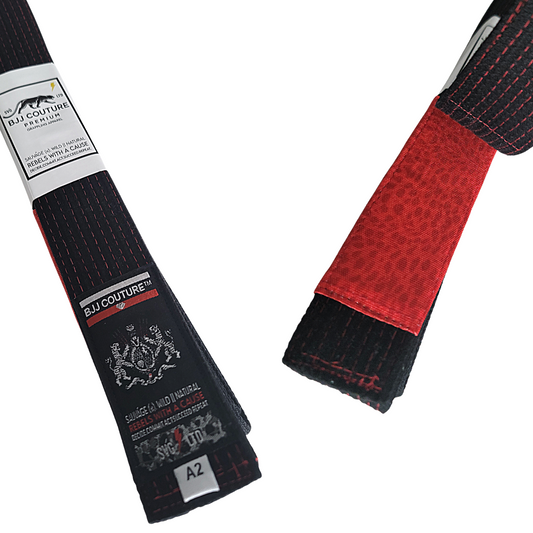 BJJ Couture Custom Black Belt with Contrast Stitch - Ember