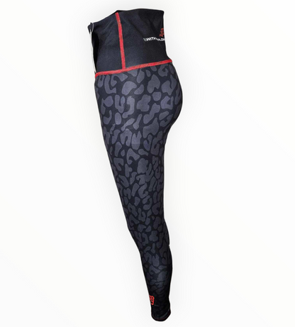 BJJ Couture Leopard Print Spats Black & Red