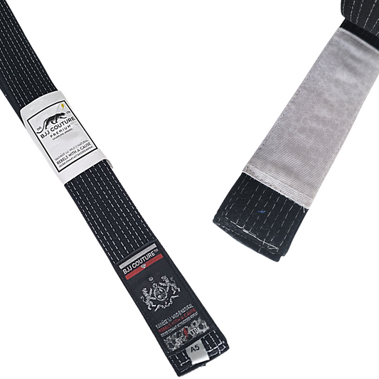 BJJ Couture Black Belt with White Stitching - Competitor Series - Piano