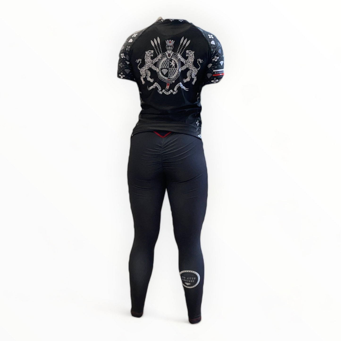 BJJ Couture Spats - Black with Red and White Details