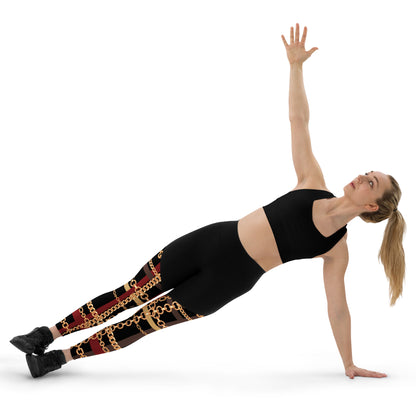 BJJ Couture Workout Red and Black Tartan Chain Leggings