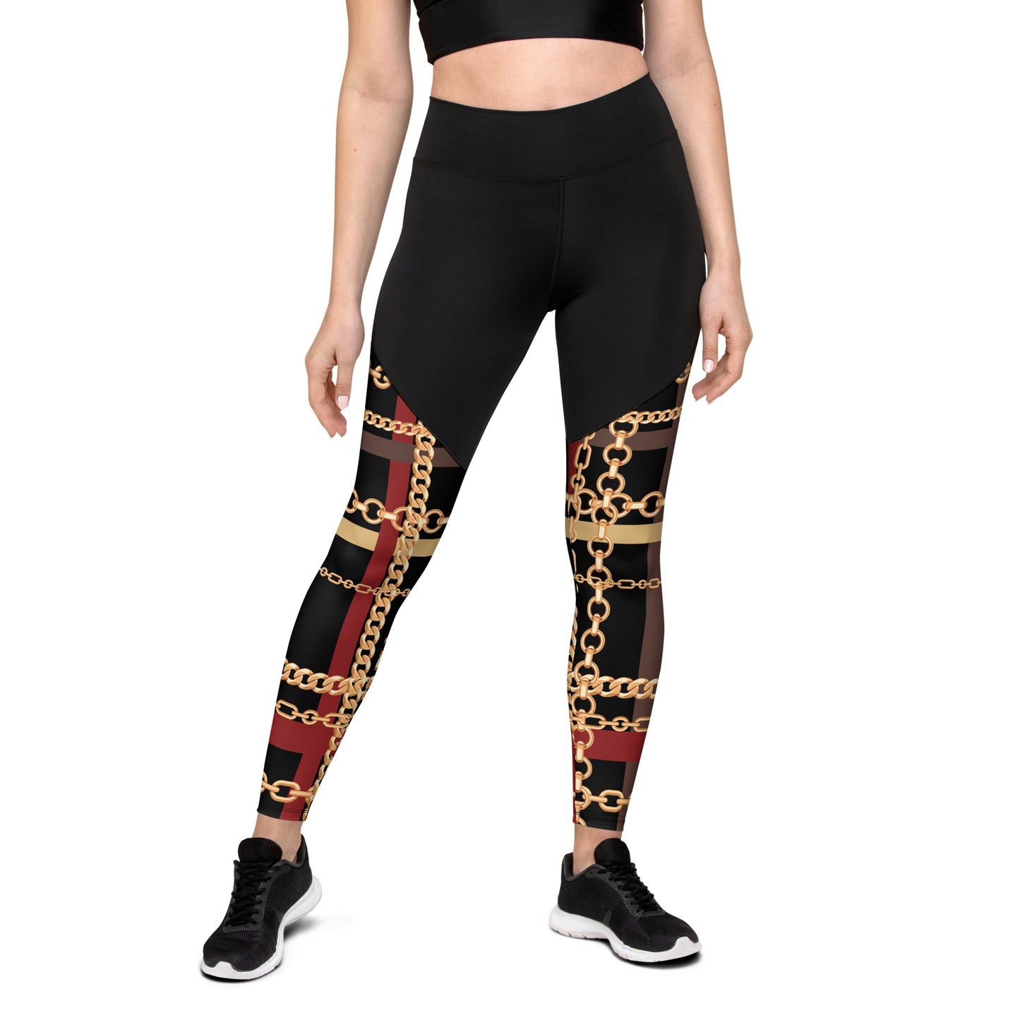 BJJ Couture Workout Red and Black Tartan Chain Leggings